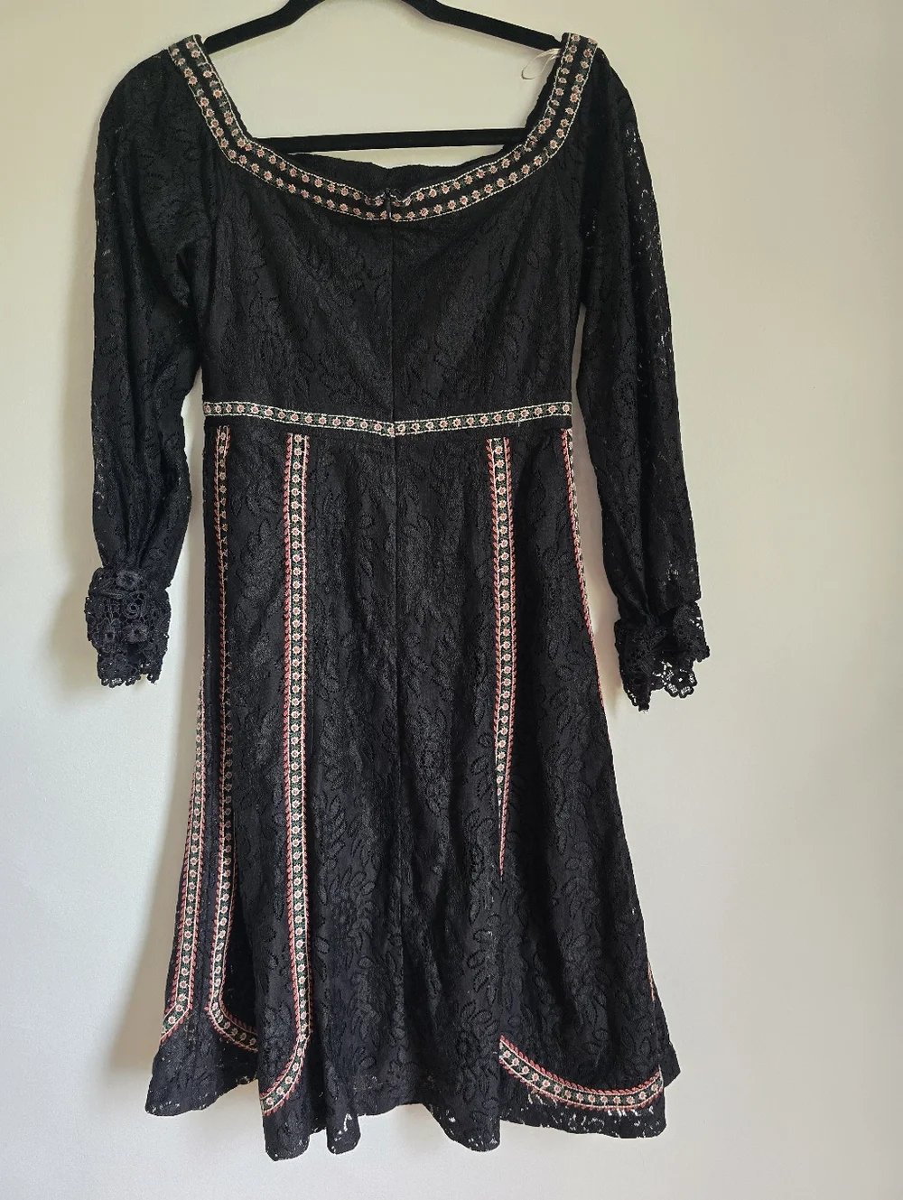 Anthropologie Champagne & Strawberry  Black Lace Embroidered Long Sleeves. - Picture 3 of 6